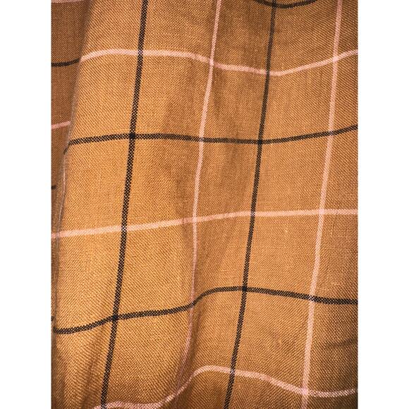 Roolee Linen Blend Boxy Top Women's XXL Plaid Equestrian Preppy Balloon Sleeves - Picture 8 of 10